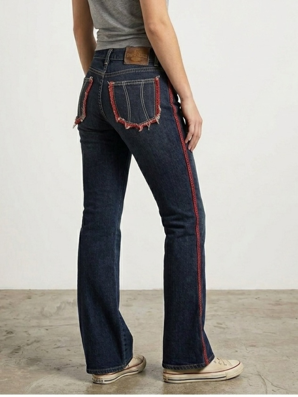 Lee Dungarees Hipster Red Stitch Flare Jeans